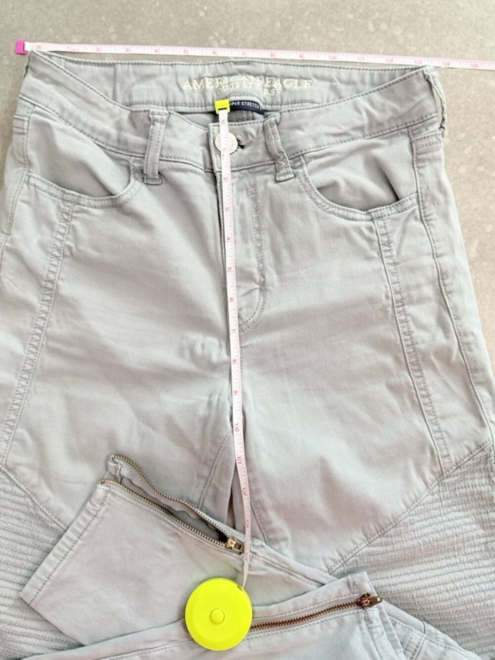 American Eagle Outfitters Light Gray Moto Skinny Jeans – Size 8 (Regular) - Picture 11 of 13